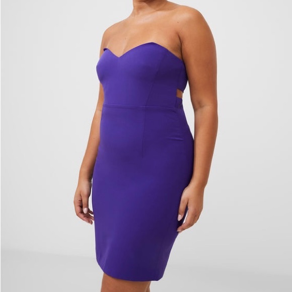 NWT French Connection Echo Crepe Cobalt Violet Midi Cocktail Dress, Size 12 - Picture 3 of 14